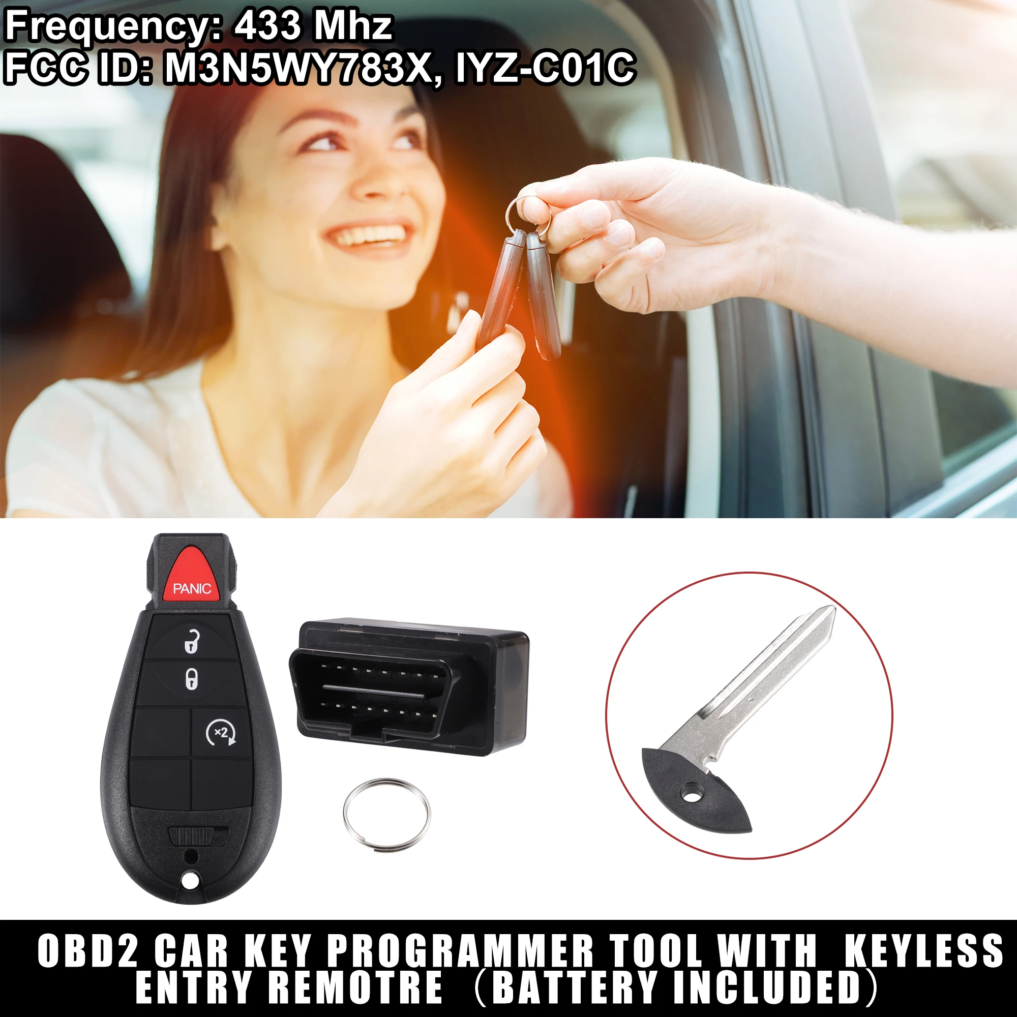Uxcell M3N5Wy783X Key Fob for Dodge Charger for Ram 1500 2500 08-12 4 Button 433Mhz
Uxcell M3N5Wy783X Key Fob for Dodge Charger for Ram 1500 2500 08-12 4 Button 433Mhz