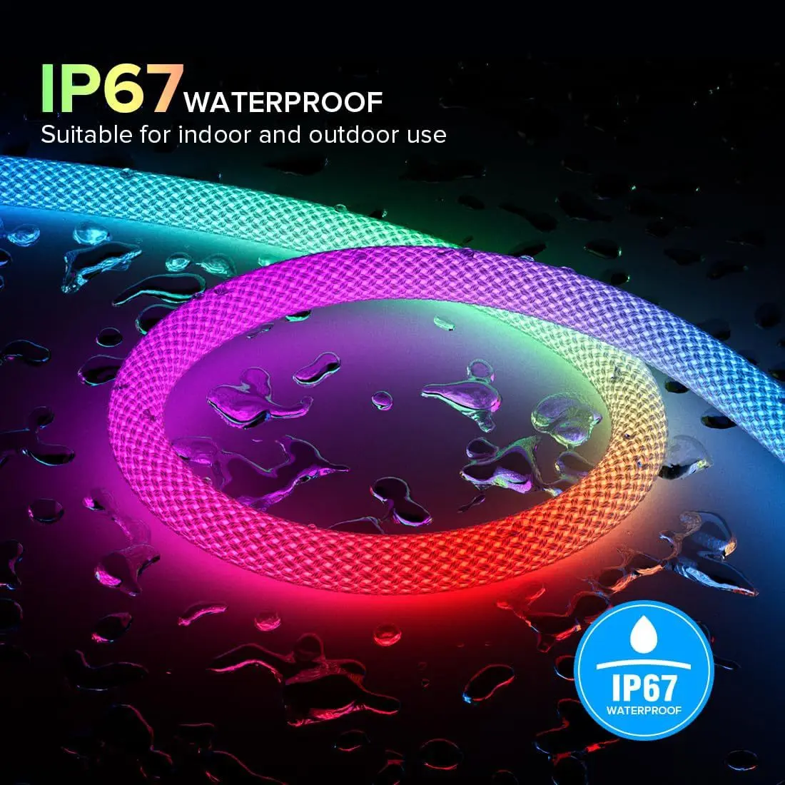 RGB Flexible Neon Light Strip 360° All-Round Lighting IP67 Waterproof Braided Mesh Sleeve Dynamic Flowing Color Changing Effects
RGB Flexible Neon Light Strip 360° All-Round Lighting IP67 Waterproof Braided Mesh Sleeve Dynamic Flowing Color Changing Effects