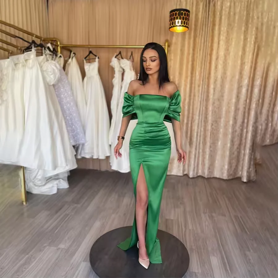 Customized Green Satin Mermaid Prom Dress Sexy Off Shoulder Side Slit Floor Length Wedding Party Dress Formal Evening Dresses
Customized Green Satin Mermaid Prom Dress Sexy Off Shoulder Side Slit Floor Length Wedding Party Dress Formal Evening Dresses