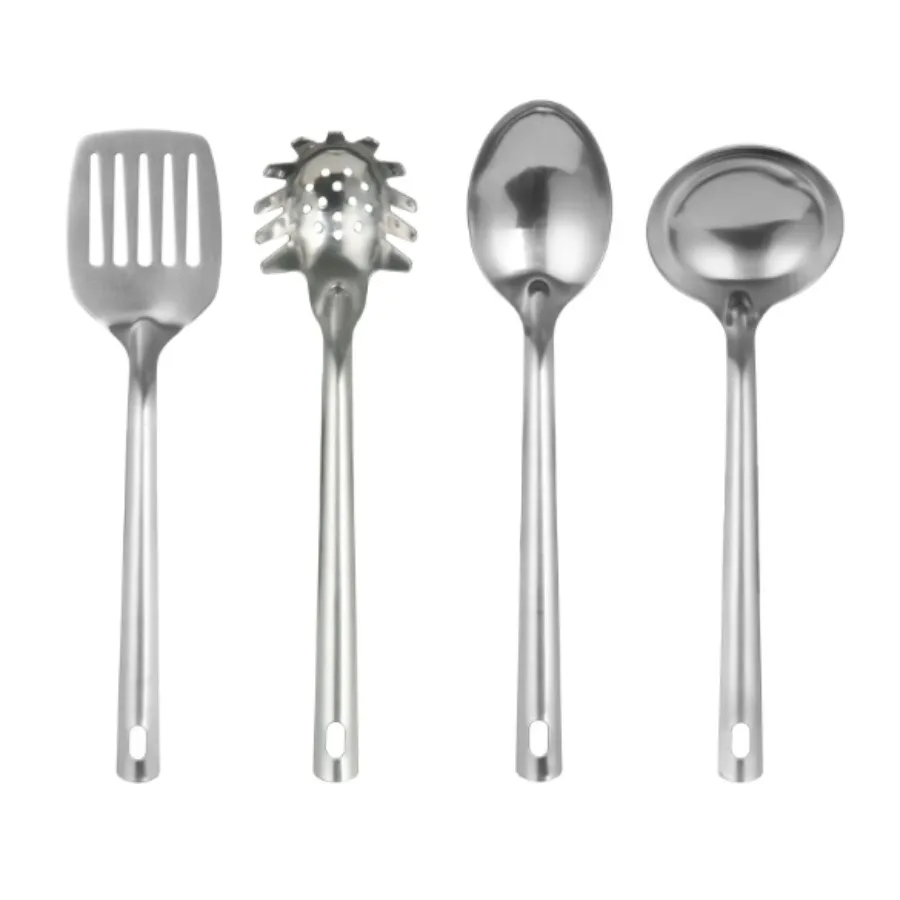 Mainstays Stainless Steel 4-Piece Kitchen Utensil Set Spatula Slotted Spoon Ladle and Pasta Spoon
Mainstays Stainless Steel 4-Piece Kitchen Utensil Set Spatula Slotted Spoon Ladle and Pasta Spoon