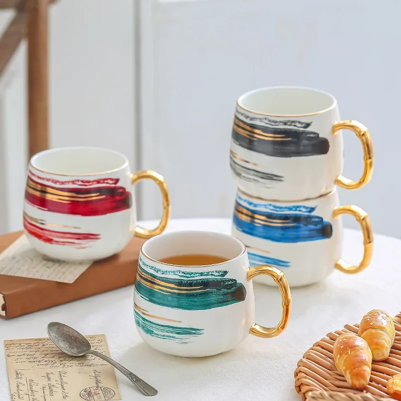 Golden coffee cup creative watercolor ceramic teacup mug with ceramic plate Phnom Penh mug set Color cup
Golden coffee cup creative watercolor ceramic teacup mug with ceramic plate Phnom Penh mug set Color cup