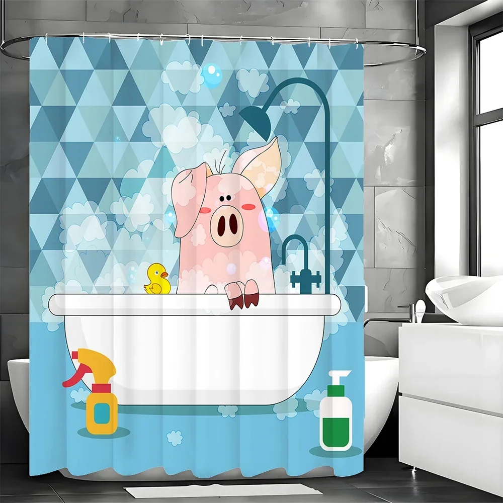 Soaking Piggy Blue Shower Curtain, Bathroom Decorative Shower Curtain, Waterproof Shower Curtain with Hooks
Soaking Piggy Blue Shower Curtain, Bathroom Decorative Shower Curtain, Waterproof Shower Curtain with Hooks