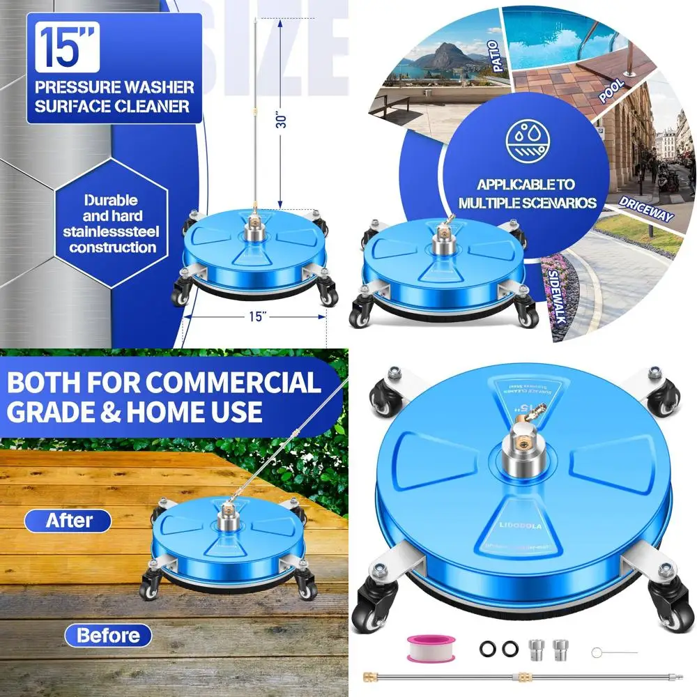 15-дюймовая насадка для очистки поверхностей от бетона, для подъездных дорог, патио и тротуаров - синяя, из нержавеющей стали
15-дюймовая насадка для очистки поверхностей от бетона, для подъездных дорог, патио и тротуаров - синяя, из нержавеющей стали