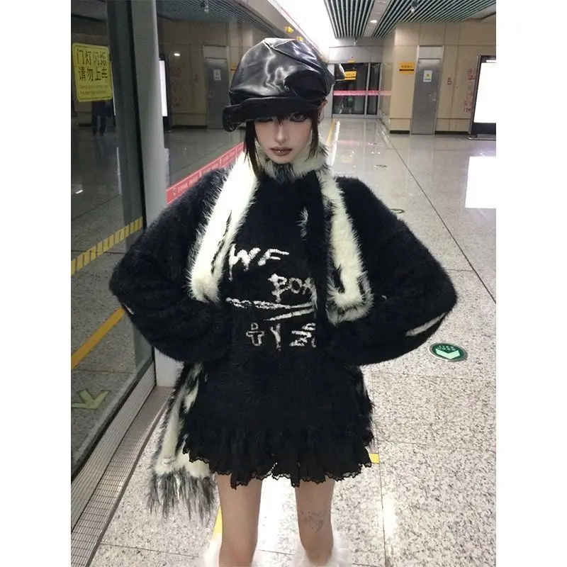Punk Style Letter Pullovers Y2k O Neck Long Sleeve Sueter Mujer Black Preppy Mink Cashmere Women Sweaters Sweet Japanese
Punk Style Letter Pullovers Y2k O Neck Long Sleeve Sueter Mujer Black Preppy Mink Cashmere Women Sweaters Sweet Japanese
