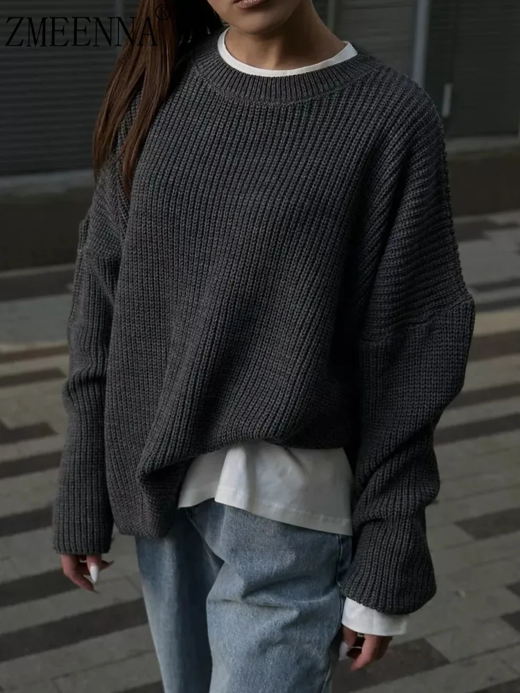 ZMEENNA Women's Dark Gray Oversized Ribbed Knit Sweater With Round Neck And Long Sleeves Casual Loose Fit Pullover ZM3847
ZMEENNA Women's Dark Gray Oversized Ribbed Knit Sweater With Round Neck And Long Sleeves Casual Loose Fit Pullover ZM3847