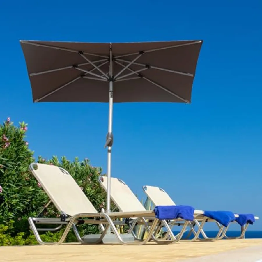 Outdoor rectangular patio umbrella for deck, pool, backyard, beach; aluminum frame, gray color; 8 sturdy ribs, UV protection, w
Outdoor rectangular patio umbrella for deck, pool, backyard, beach; aluminum frame, gray color; 8 sturdy ribs, UV protection, w