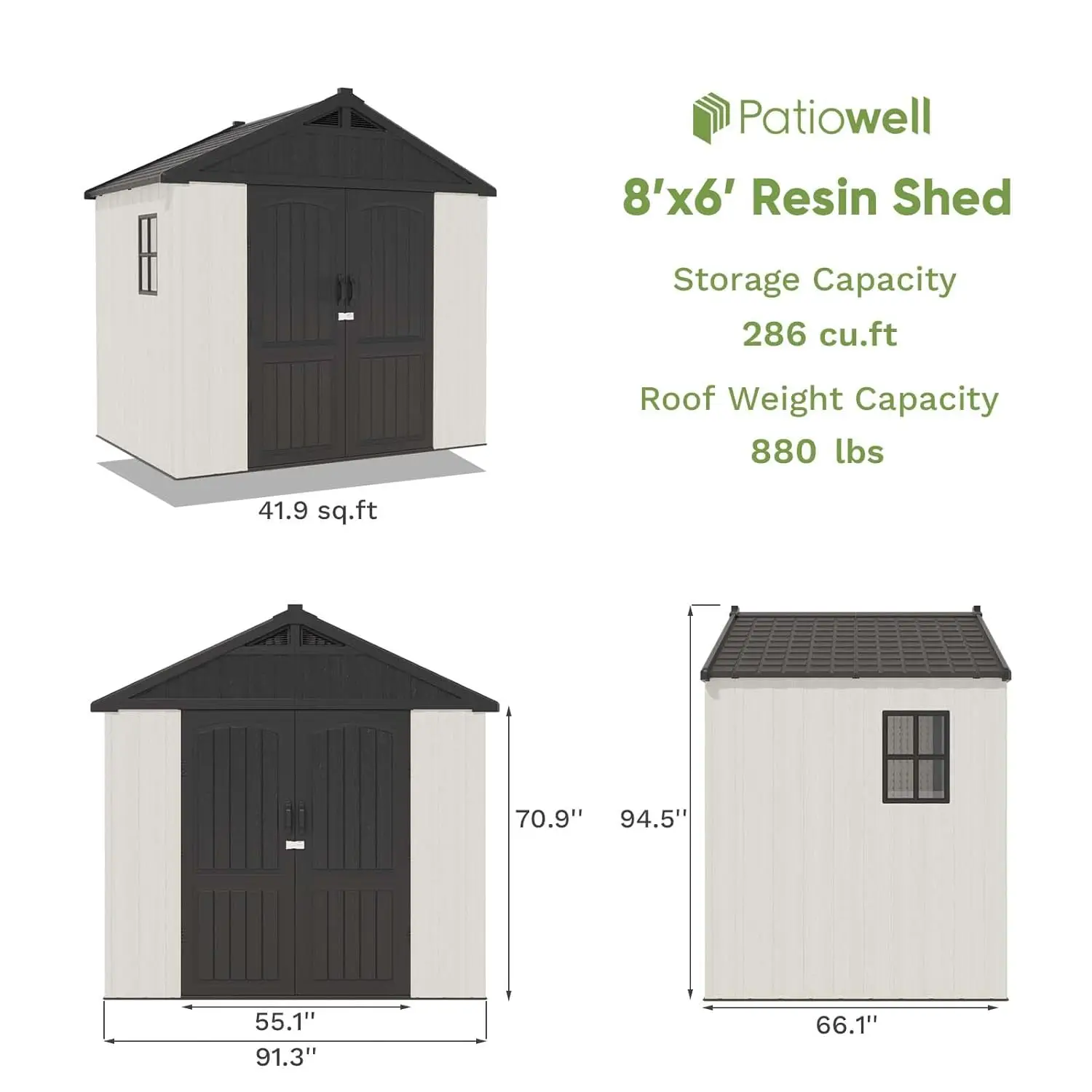 8 x 6 FT Plastic Outdoor Storage Shed with Floor, Resin Shed with Window and Lockable Door for Garden, Backyard, Tool, Custom
8 x 6 FT Plastic Outdoor Storage Shed with Floor, Resin Shed with Window and Lockable Door for Garden, Backyard, Tool, Custom
