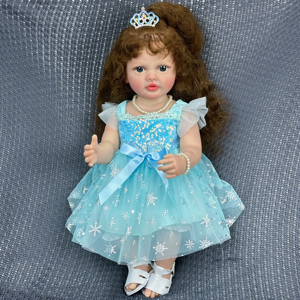 22 inch Reborn Girl Doll, Collectible Edition, Fluffy Long Curly Hair, Blue Princess Dress, Exquisite Blue Eyes, Gift Box& Kids
22 inch Reborn Girl Doll, Collectible Edition, Fluffy Long Curly Hair, Blue Princess Dress, Exquisite Blue Eyes, Gift Box& Kids