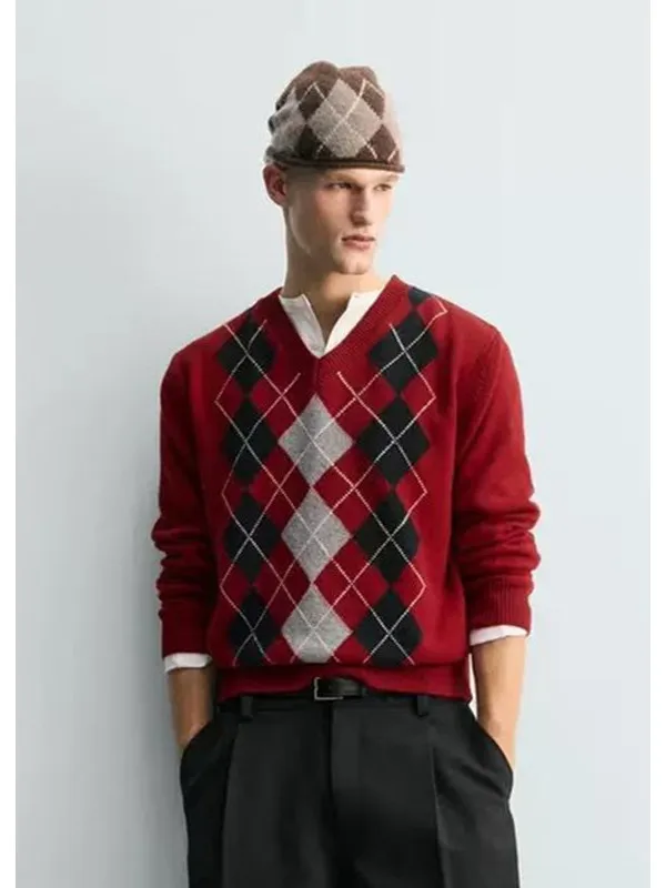 Red Diamond Pattern Knitted Sweater V-Ne Pullover Men's Casual Wear Comfortable Soft Polyester Fiber Long Sve Coat
Red Diamond Pattern Knitted Sweater V-Ne Pullover Men's Casual Wear Comfortable Soft Polyester Fiber Long Sve Coat