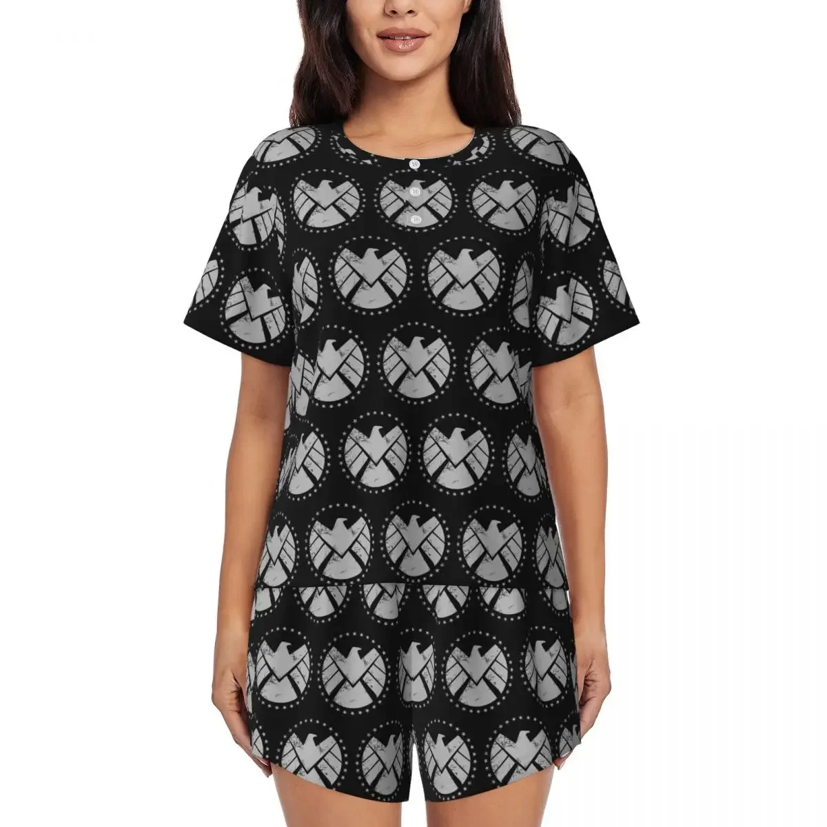Shield Agent Training Round Neck Short Sleeve Nightgowns for Sleeping Sleepshirts Women Soft Pajama Set Short Pants
Shield Agent Training Round Neck Short Sleeve Nightgowns for Sleeping Sleepshirts Women Soft Pajama Set Short Pants