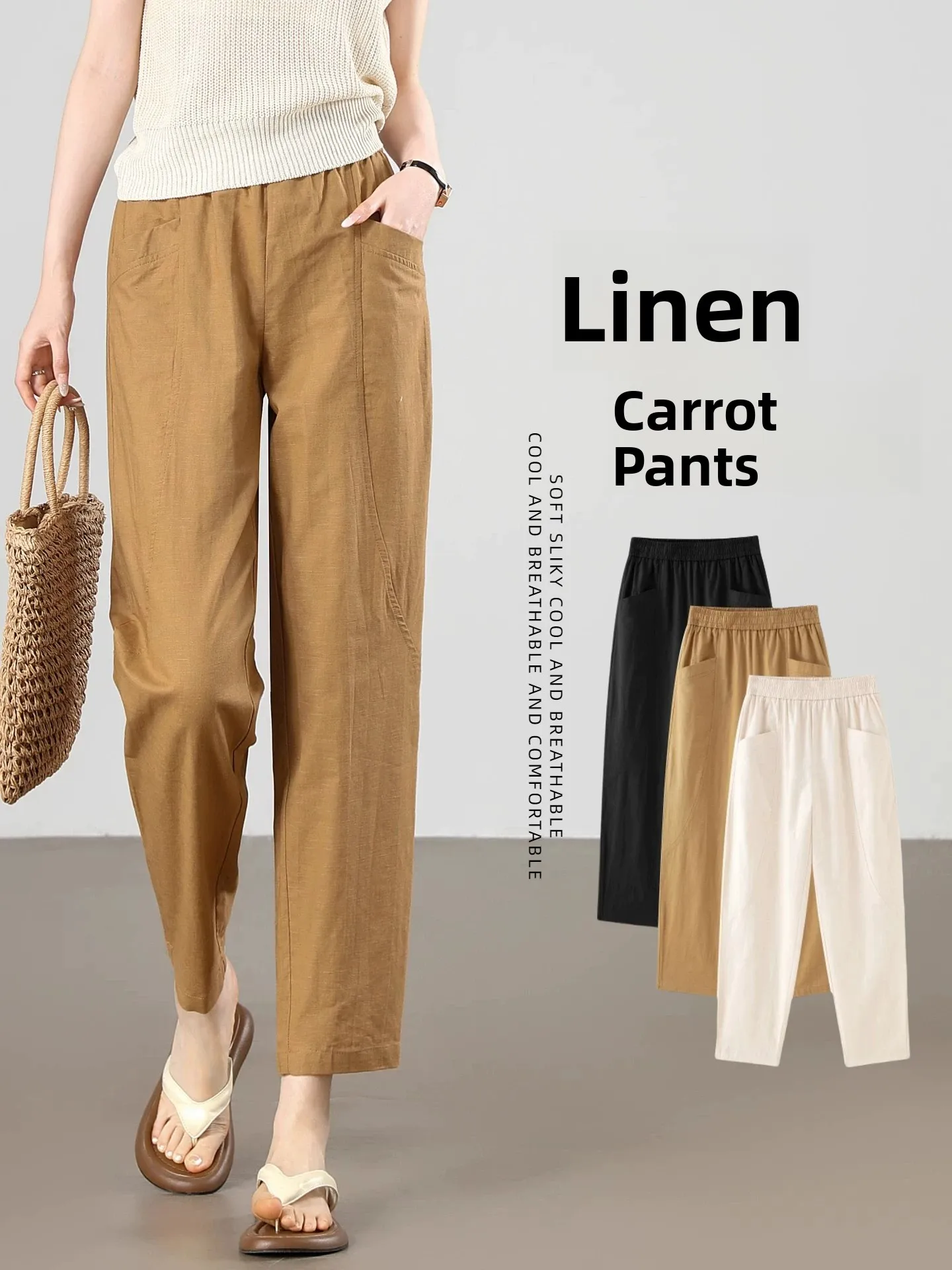 Linen Women's Pants Thin Cotton Linen Nine-Piece Capri Pants Summer Casual High Waist Straight Leg Harem Pants for Short Women
Linen Women's Pants Thin Cotton Linen Nine-Piece Capri Pants Summer Casual High Waist Straight Leg Harem Pants for Short Women