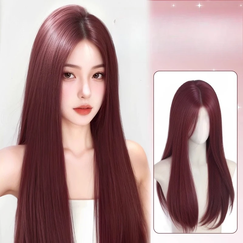 Full-head synthetic wig women, long straight hair, elegant raspberry red, COS full top, sweet and cool spicy girl, natural rose
Full-head synthetic wig women, long straight hair, elegant raspberry red, COS full top, sweet and cool spicy girl, natural rose