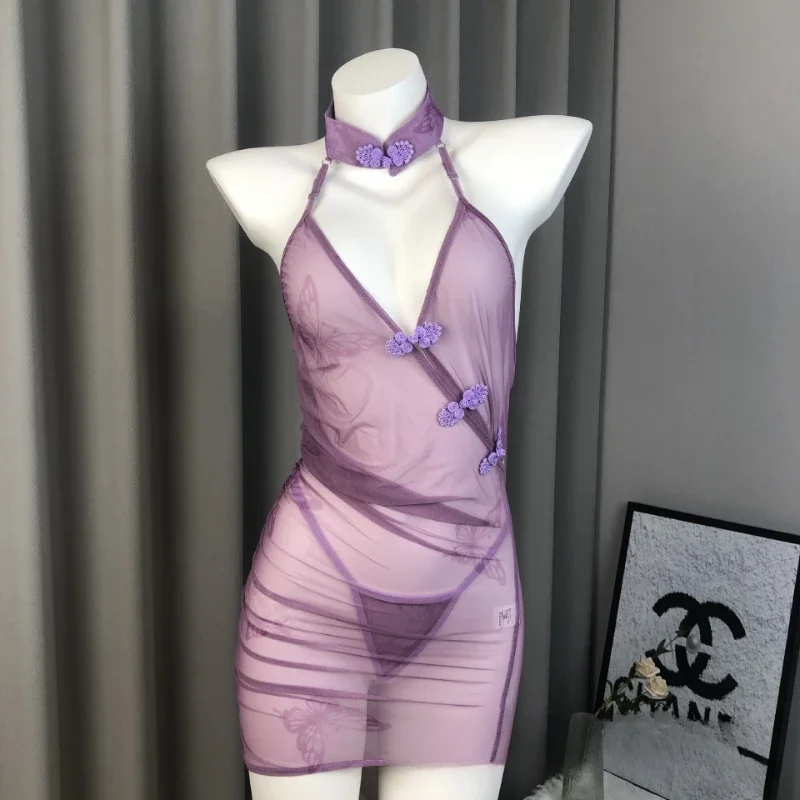 Sexy Lingerie Hollow Out Retro Cheongsam Dress Transparent Pajamas Chinese Traditional Improve Qipao Skirt Exotic Charm Costume
Sexy Lingerie Hollow Out Retro Cheongsam Dress Transparent Pajamas Chinese Traditional Improve Qipao Skirt Exotic Charm Costume