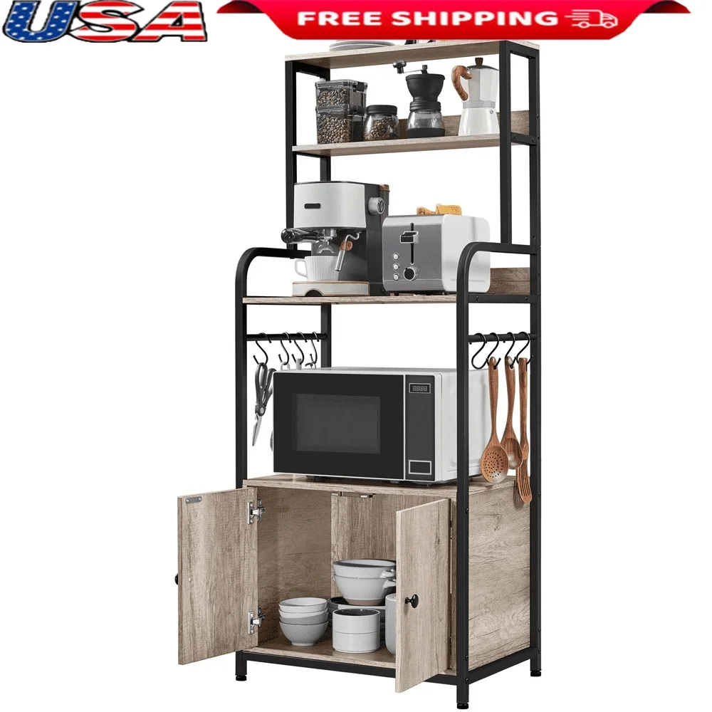 Wooden Kitchen Baker's Rack Utility Storage Shelf Microwave Stand with Open Shelves and Hooks Kitchen Organization
Wooden Kitchen Baker's Rack Utility Storage Shelf Microwave Stand with Open Shelves and Hooks Kitchen Organization