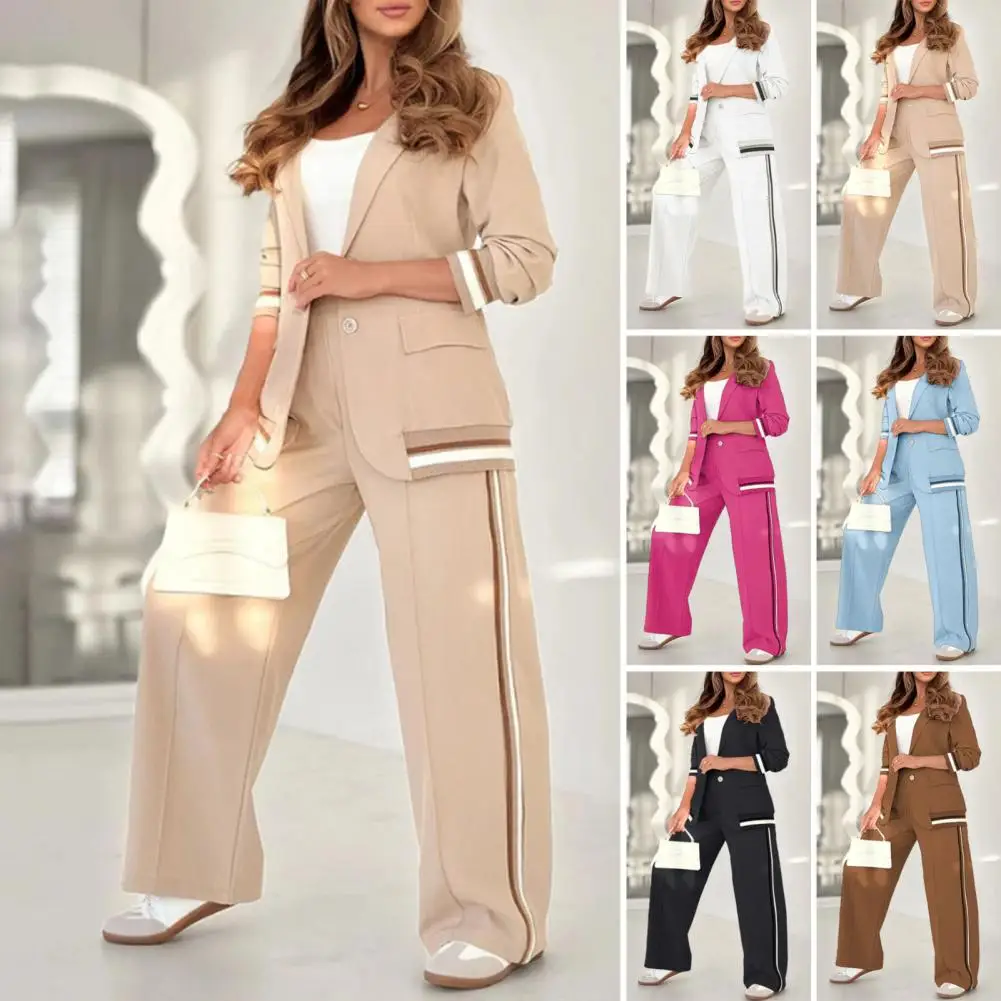 High Waist Pants Women Top Pants Set Elegant Women's Office Suit Set with Turn-down Collar Jacket High Waist Wide Leg Trousers
High Waist Pants Women Top Pants Set Elegant Women's Office Suit Set with Turn-down Collar Jacket High Waist Wide Leg Trousers
