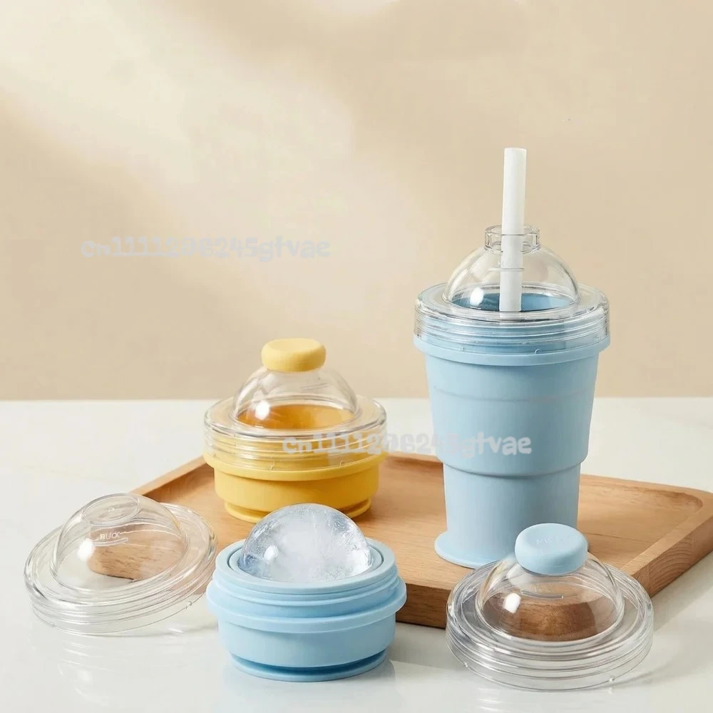 Summer Portable Silicone Folding Cup With Straw food-grade foldable travel cup Silicone Bottle Built-in Ice Ball Mold 2in1
Summer Portable Silicone Folding Cup With Straw food-grade foldable travel cup Silicone Bottle Built-in Ice Ball Mold 2in1