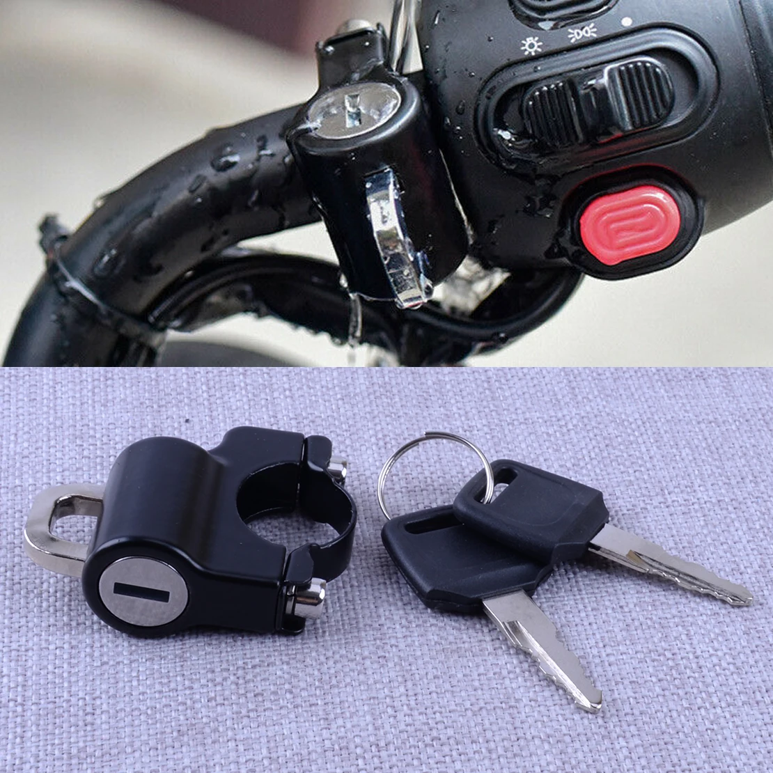 Universal Motorcycle Helmet Security Lock Fit for 22mm-28mm 7/8" Round Tube Handlebar Anti-Theft Multi-function
Universal Motorcycle Helmet Security Lock Fit for 22mm-28mm 7/8" Round Tube Handlebar Anti-Theft Multi-function