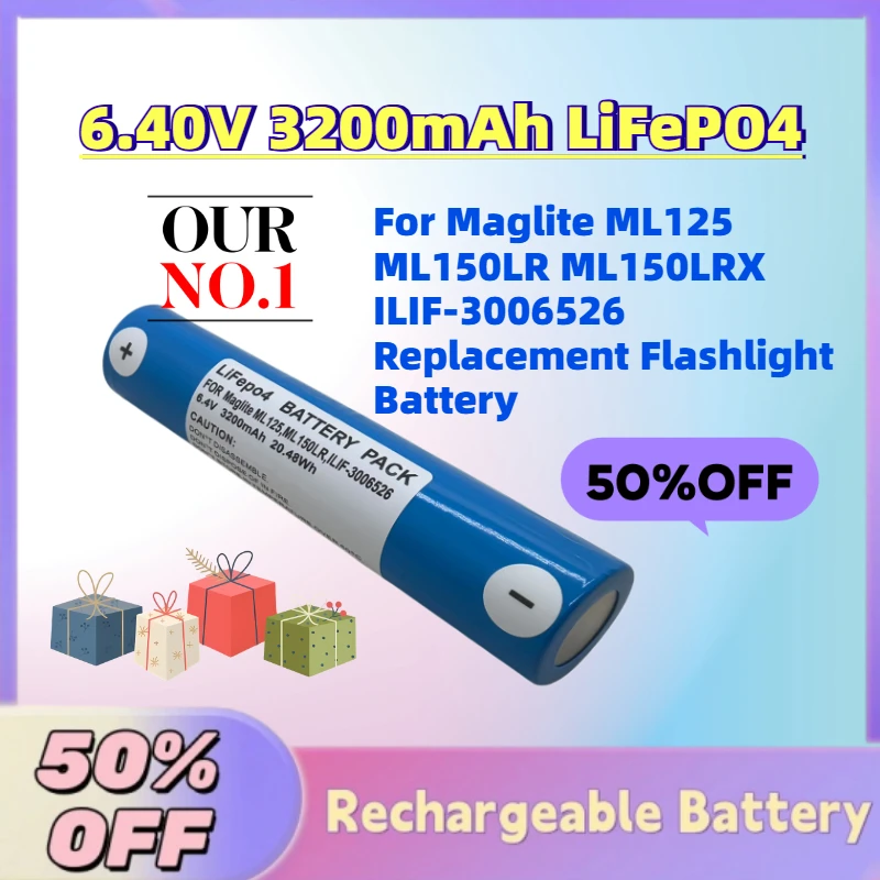 High-Quality 6.40V 3200mAh LiFePO4 Battery For Maglite ML125 ML150LR ML150LRX ILIF-3006526 Replacement Flashlight Battery
High-Quality 6.40V 3200mAh LiFePO4 Battery For Maglite ML125 ML150LR ML150LRX ILIF-3006526 Replacement Flashlight Battery
