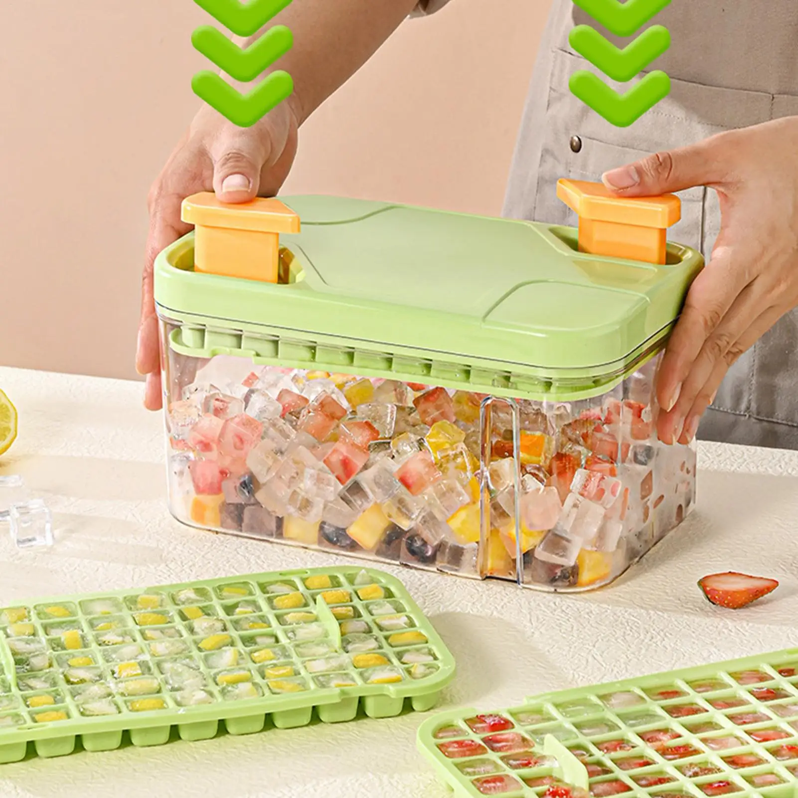 Ice Trays With Bin 5 Pieces Stackable Mold With Bin 77-Cavity Ice Mold For Freezer Kitchen Chilling Drinks Coffee Cocktail
Ice Trays With Bin 5 Pieces Stackable Mold With Bin 77-Cavity Ice Mold For Freezer Kitchen Chilling Drinks Coffee Cocktail