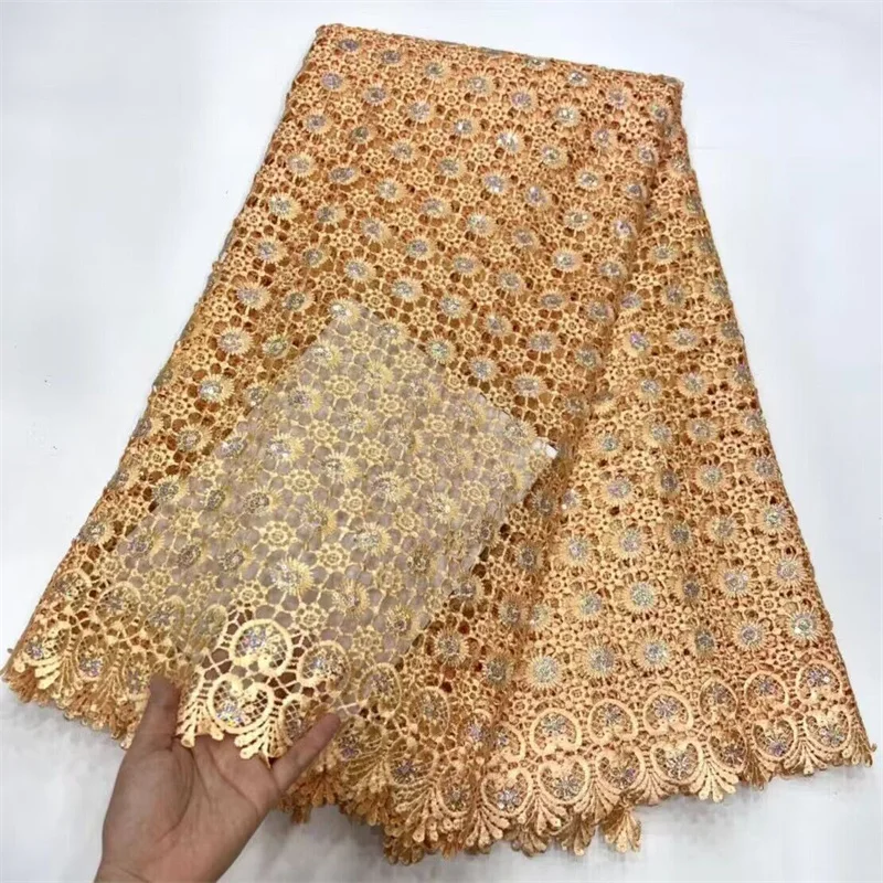 Fashion 2024 High Quality African Nigerian Embroidery Lace Fabric Tulle Wedding Party Dress Guipure Water Soluble Sequins 5Yards
Fashion 2024 High Quality African Nigerian Embroidery Lace Fabric Tulle Wedding Party Dress Guipure Water Soluble Sequins 5Yards