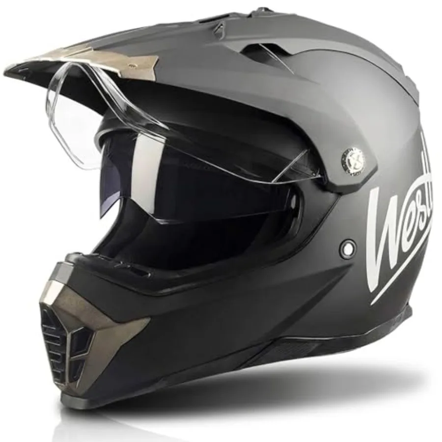 Dual Sport Motorcycle Helmet for Off-Road Use Polycarbonate Shell Matte Black DOT Approved with Dual Visor and Ventilation Syst
Dual Sport Motorcycle Helmet for Off-Road Use Polycarbonate Shell Matte Black DOT Approved with Dual Visor and Ventilation Syst