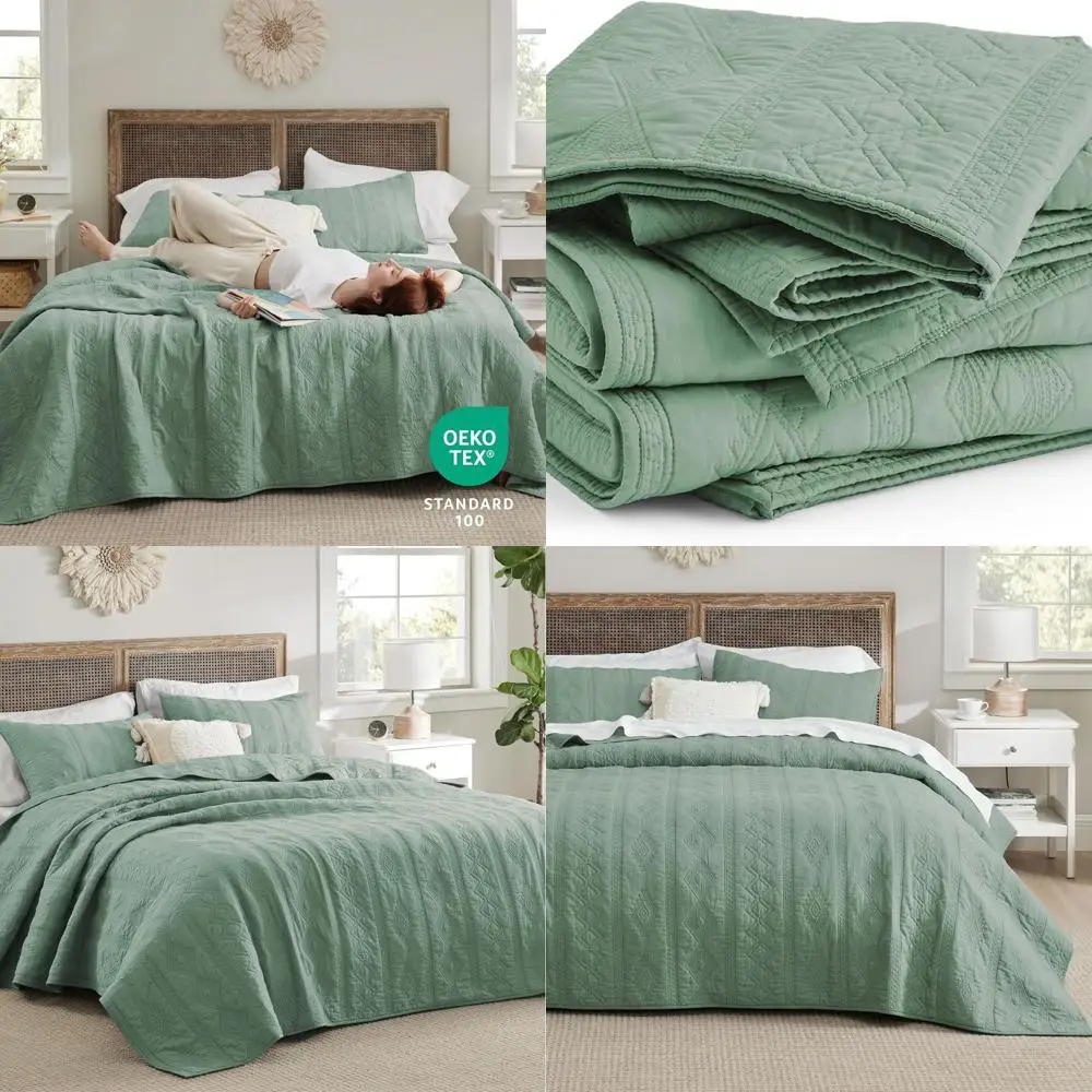Комплект хлопковых одеял Cozy Sage Green — легкое покрывало «king-size» с подушкой из 3 предметов Шамс, геометрический узор, 106x96 дюймов, все-S
Комплект хлопковых одеял Cozy Sage Green — легкое покрывало «king-size» с подушкой из 3 предметов Шамс, геометрический узор, 106x96 дюймов, все-S