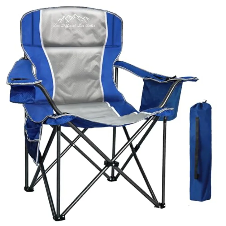 Camping Chairs for Adults: Heavy Duty 500lbs Capacity, Steel Frame, Blue High Back Folding Chair with Padded Seat, Cooler Bag,
Camping Chairs for Adults: Heavy Duty 500lbs Capacity, Steel Frame, Blue High Back Folding Chair with Padded Seat, Cooler Bag,