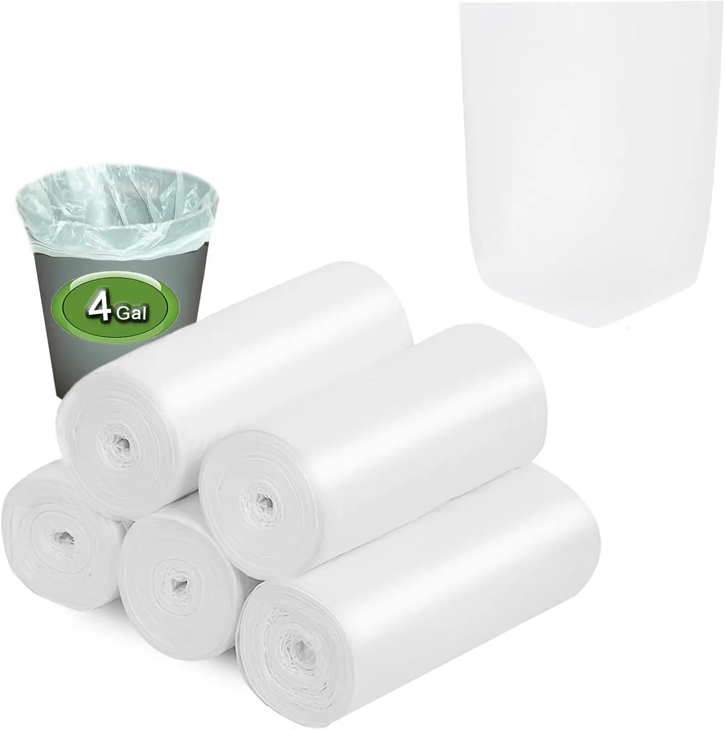 Biodegradable Small Trash Bags 4-6 Gallon, Thickened Leak-Proof Can Liners, White 200 Counts
Biodegradable Small Trash Bags 4-6 Gallon, Thickened Leak-Proof Can Liners, White 200 Counts