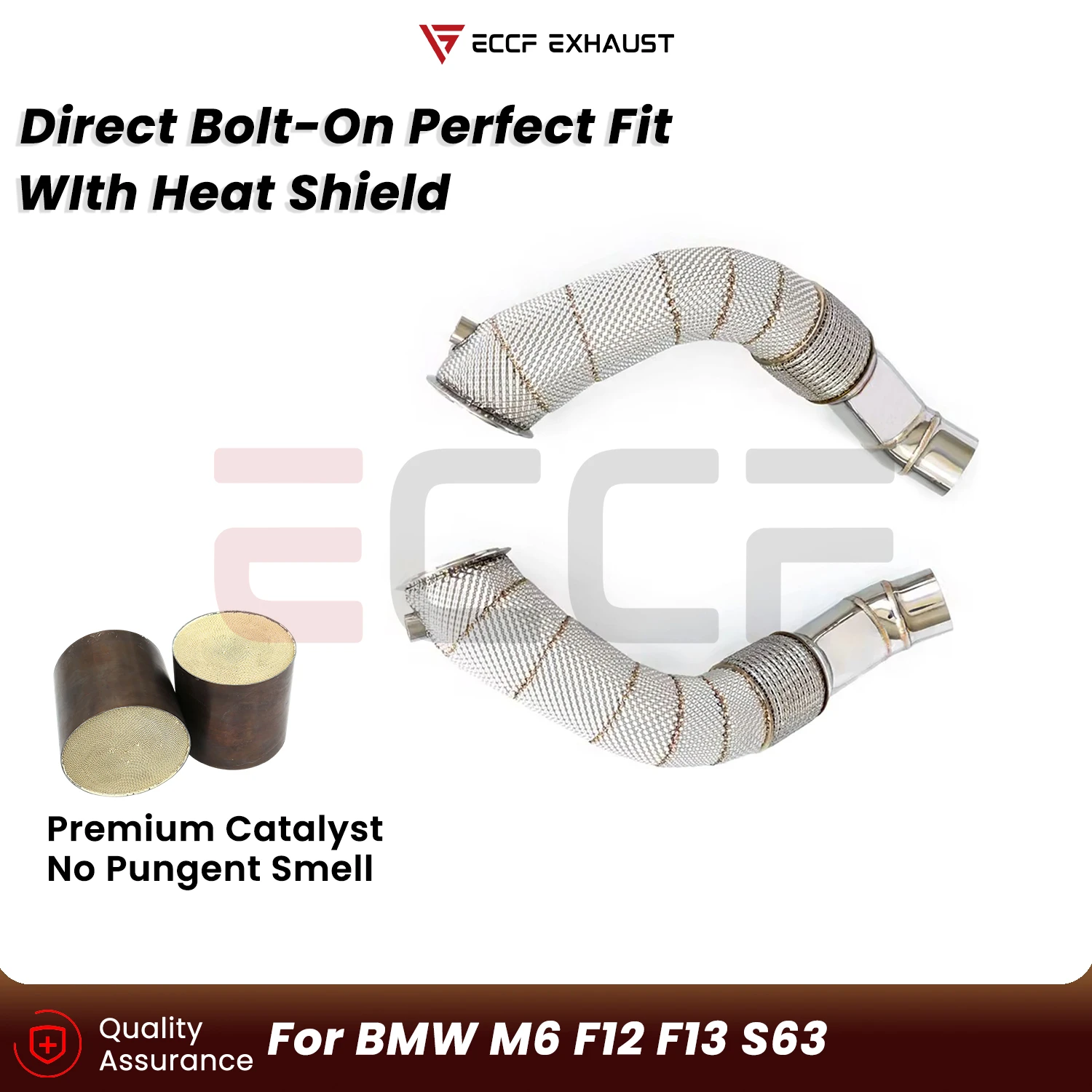 Sporty Downpipe With Heat Shield For BMW M6 F12 F13 S63 Aggressive Exhaust Sound Plug and Play Upgrade Performance
Sporty Downpipe With Heat Shield For BMW M6 F12 F13 S63 Aggressive Exhaust Sound Plug and Play Upgrade Performance