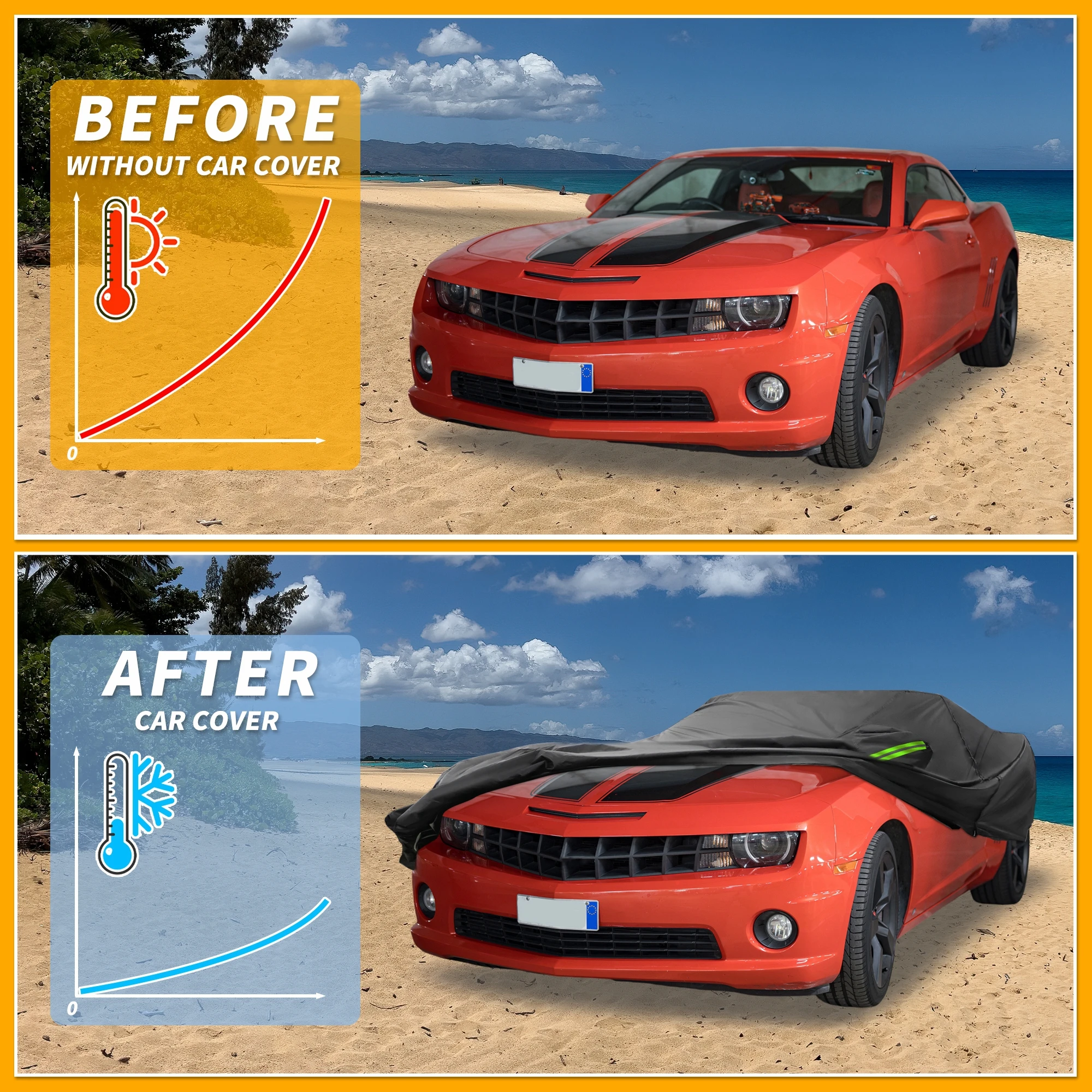 Motoforti водонепроницаемый автомобильный чехол для автомобиля на открытом воздухе, полный автомобильный чехол для Chevrolet Camaro 210Дчёрно-синий с дверной молнией 
Motoforti водонепроницаемый автомобильный чехол для автомобиля на открытом воздухе, полный автомобильный чехол для Chevrolet Camaro 210Дчёрно-синий с дверной молнией