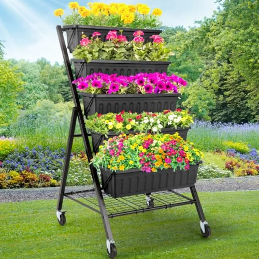 5-Tier Vertical Garden Bed with Lockable Caster Wheels and Storage Rack - 4FT Vertical Raised Bed with 5 Garden Planter Boxes -
5-Tier Vertical Garden Bed with Lockable Caster Wheels and Storage Rack - 4FT Vertical Raised Bed with 5 Garden Planter Boxes -