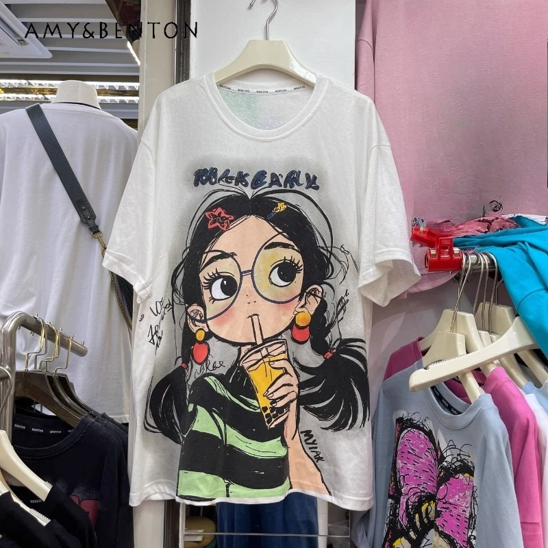 2025 Summer New Oversized Loose Casual O-neck Y2k Top Tees Heavy Industry Short-sleeved T-shirt Pullover Women's Kawaii Clothes
2025 Summer New Oversized Loose Casual O-neck Y2k Top Tees Heavy Industry Short-sleeved T-shirt Pullover Women's Kawaii Clothes