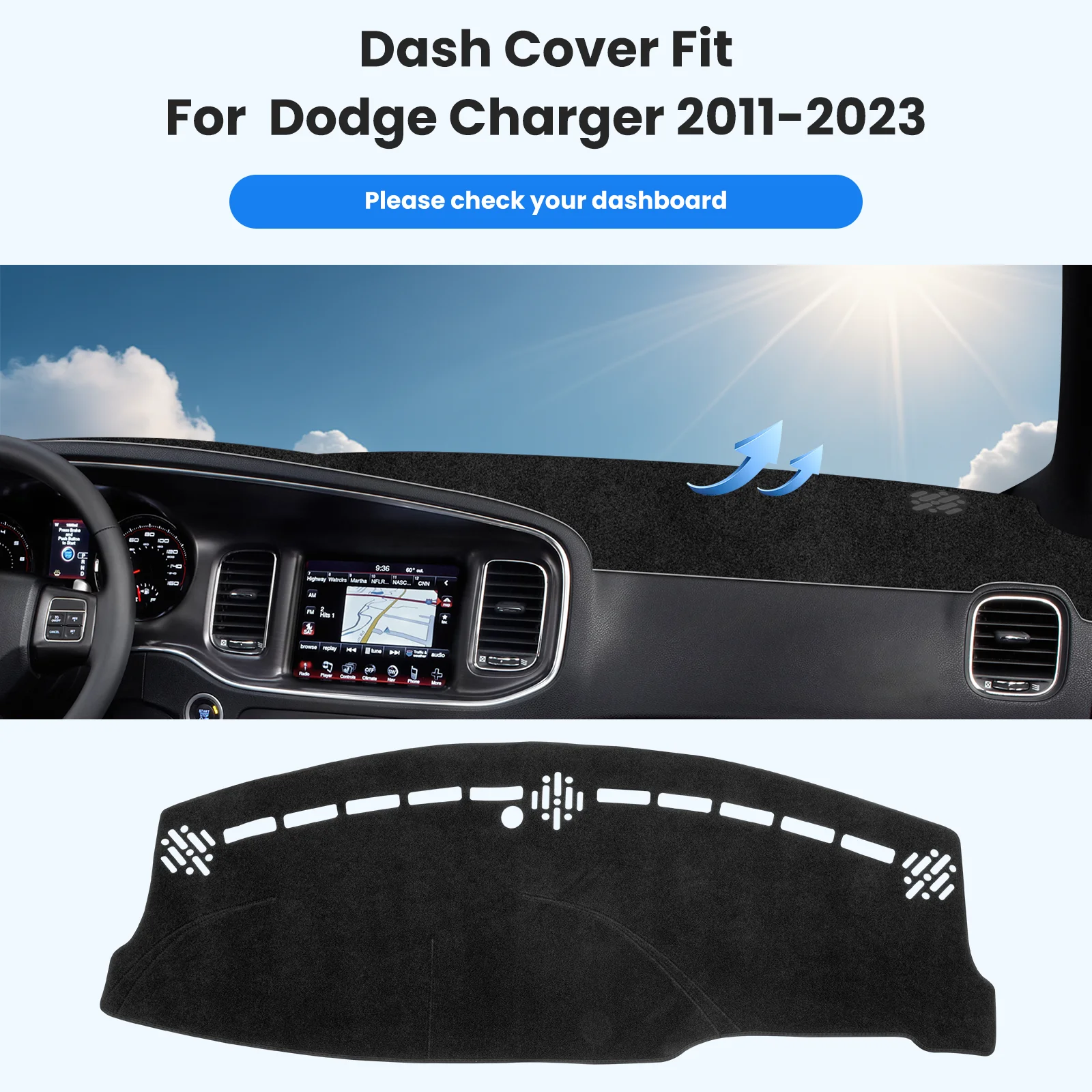 Dashboard Cover Mat for Dodge Charger LD 7th Generation 2011-2023 Accessories Non-Slip Sunshield UV-Blocking Anti-Glare Dash Pad
Dashboard Cover Mat for Dodge Charger LD 7th Generation 2011-2023 Accessories Non-Slip Sunshield UV-Blocking Anti-Glare Dash Pad