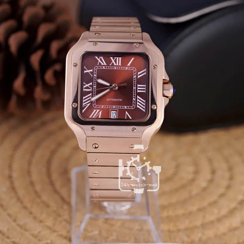 SANTEIKO ROSE GOLD Luxury Automatic Mechanical Watch Men Leather Stainless Steel Blue Watch Black White Rome Gold Bezel Watches
SANTEIKO ROSE GOLD Luxury Automatic Mechanical Watch Men Leather Stainless Steel Blue Watch Black White Rome Gold Bezel Watches