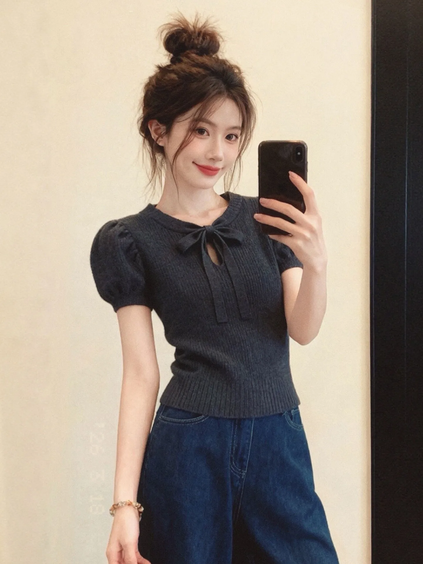 Deep Grey T-Shirt with Knot Hollow out Knitted Short Sleeve Women's Korean Style Summer Top Breathable Soft Fabric Commute
Deep Grey T-Shirt with Knot Hollow out Knitted Short Sleeve Women's Korean Style Summer Top Breathable Soft Fabric Commute
