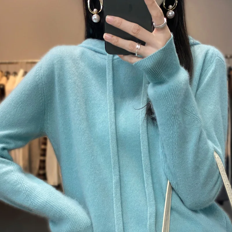 Hot Sale New Style 100% Cashmere Wool Ladies Hooded Sweater Loose High-end Long-sleeved Knit Solid Color Pullover Autumn Winter
Hot Sale New Style 100% Cashmere Wool Ladies Hooded Sweater Loose High-end Long-sleeved Knit Solid Color Pullover Autumn Winter