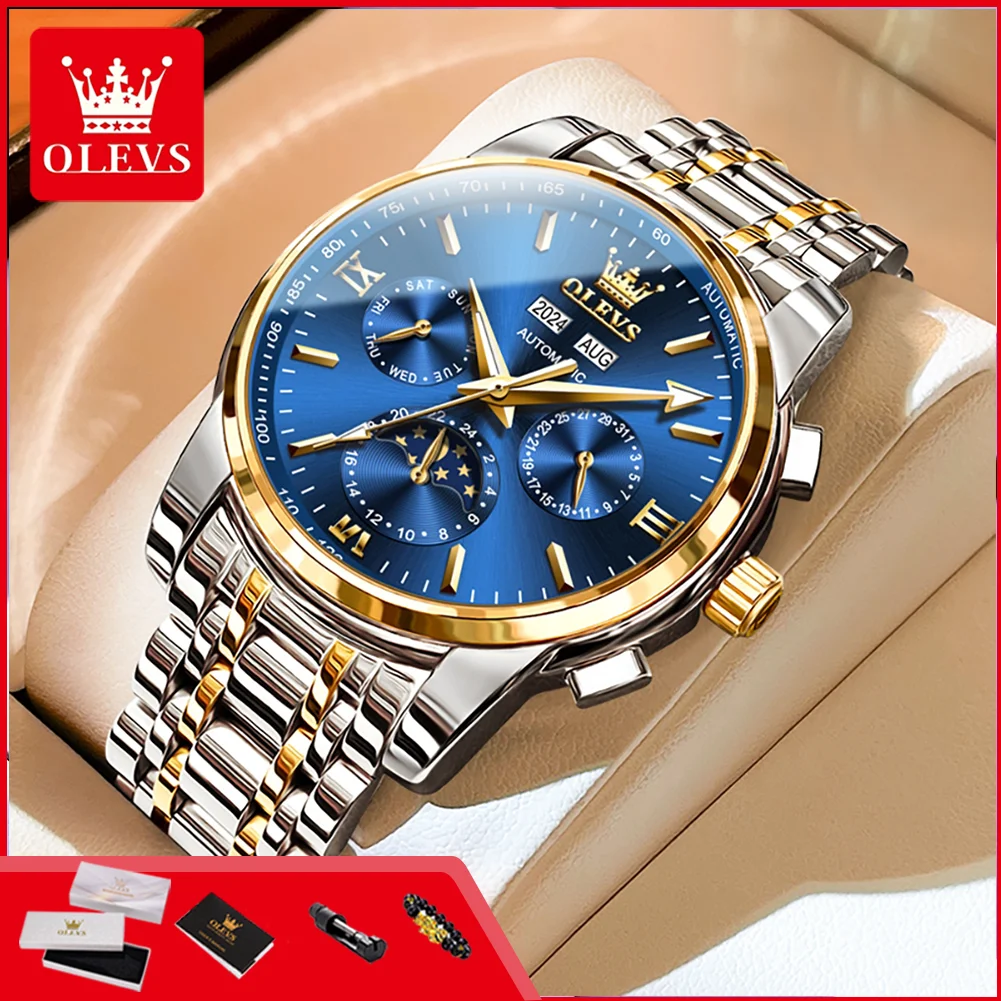 OLEVS Watches 6633 Top Brand Men's Wristwatch Multi-function Moon Phase Luminous Dual Calendar Automatic Mechanical Man Watch
OLEVS Watches 6633 Top Brand Men's Wristwatch Multi-function Moon Phase Luminous Dual Calendar Automatic Mechanical Man Watch