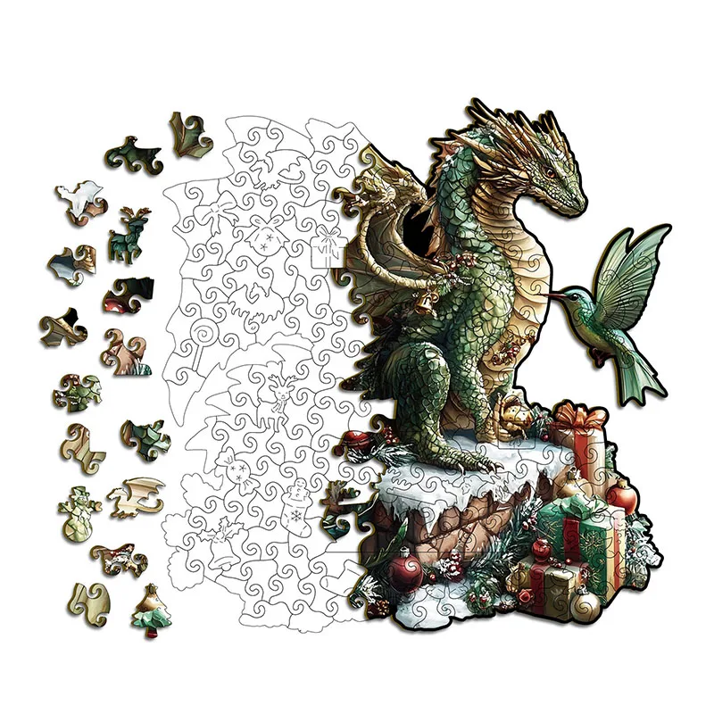 214PCS Christmas Wooden Dragon jigsaw Puzzle Irregular Shaped Puzzle Stress-Relieving Game Birthday Piggy Bank Gifts Home Decora
214PCS Christmas Wooden Dragon jigsaw Puzzle Irregular Shaped Puzzle Stress-Relieving Game Birthday Piggy Bank Gifts Home Decora
