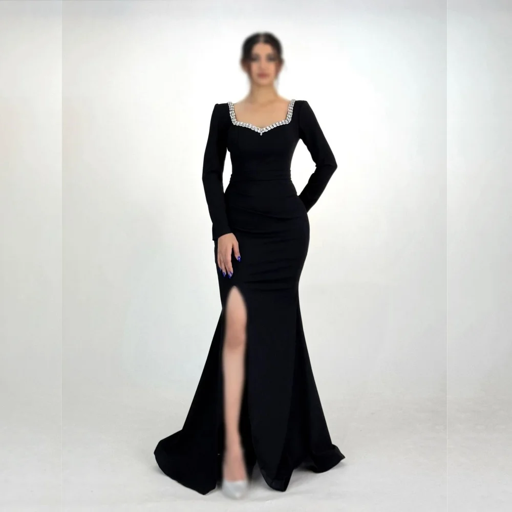 Customized Jersey Long Sleeves Chic Square Neck Mermaid Black Long Dresses Bespoke Occasion Formal Evening Dress Elegant Party
Customized Jersey Long Sleeves Chic Square Neck Mermaid Black Long Dresses Bespoke Occasion Formal Evening Dress Elegant Party