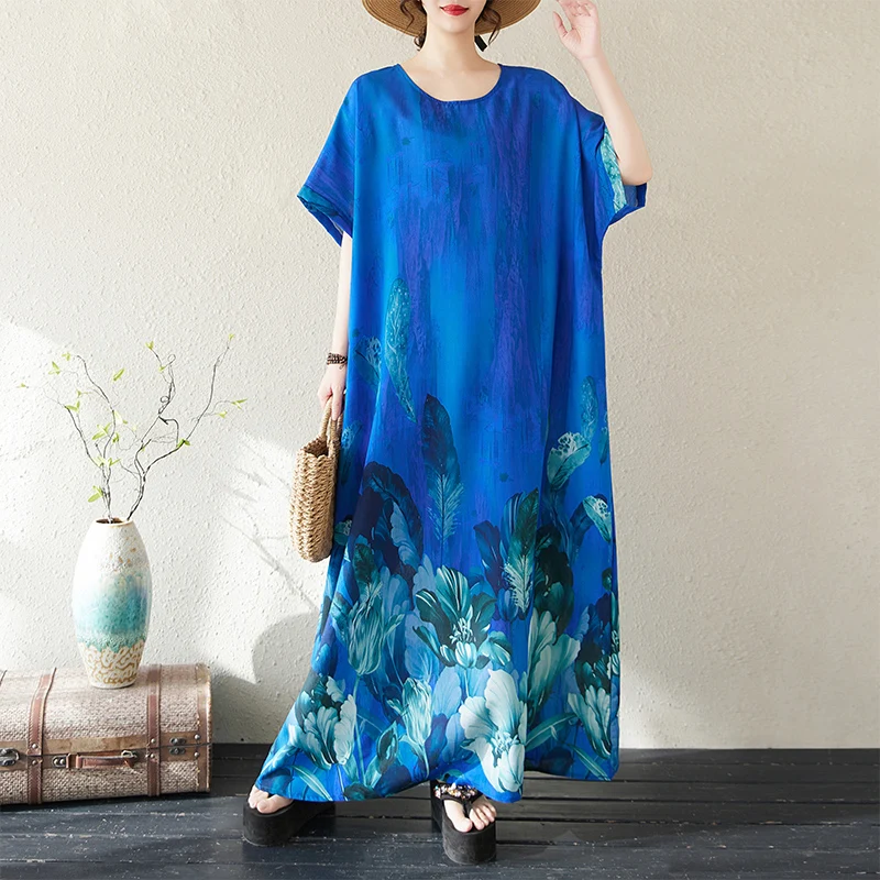 Summer Bohemian Loose Long Dress Thin Beach Style Big Size Women's Clothing Casual round Neck Short Sleeve Print Fabric
Summer Bohemian Loose Long Dress Thin Beach Style Big Size Women's Clothing Casual round Neck Short Sleeve Print Fabric