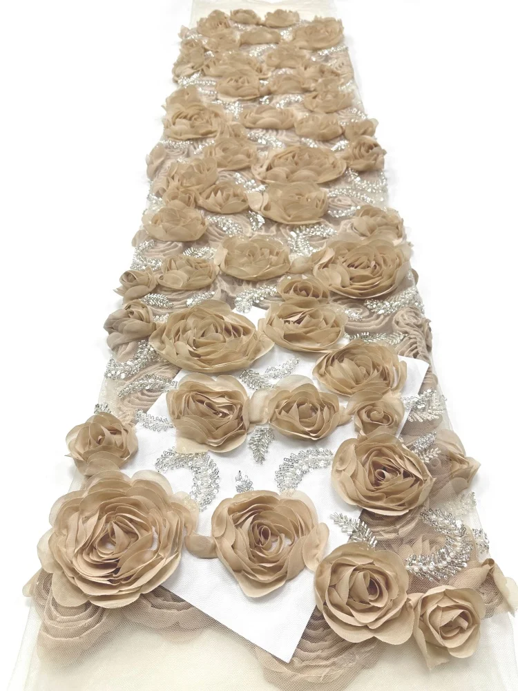 3D Fashion Flower Tulle Lace Fabric High Quality African Beaded Sequins Nigerian Mesh Lace for Prom Wedding Dress
3D Fashion Flower Tulle Lace Fabric High Quality African Beaded Sequins Nigerian Mesh Lace for Prom Wedding Dress
