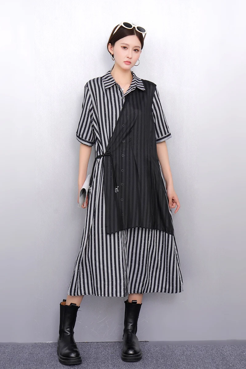 2025 Summer Fashion Elegant Striped Patchwork Loose Long Dresses Women Half Sleeve Dress Ladies Wholesale J1128
2025 Summer Fashion Elegant Striped Patchwork Loose Long Dresses Women Half Sleeve Dress Ladies Wholesale J1128