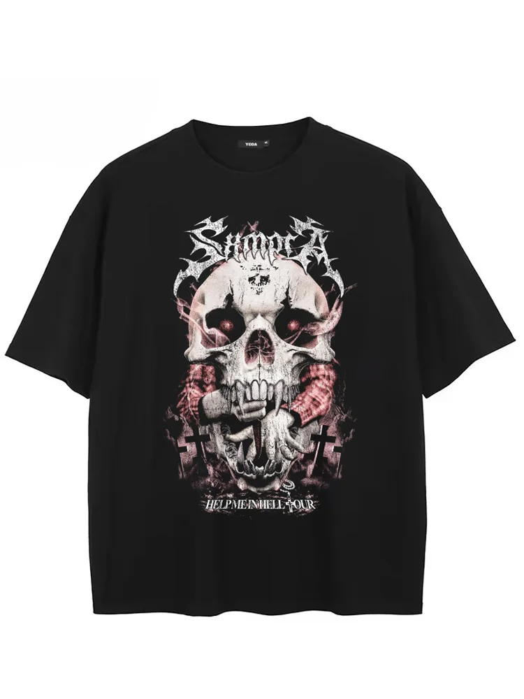 Men Tshirt Cotton Gothic Skulls Print Streetwear Harajuku Graphic Short Sleeve Top Tees Vintage Summer Y2k Oversized Clothing
Men Tshirt Cotton Gothic Skulls Print Streetwear Harajuku Graphic Short Sleeve Top Tees Vintage Summer Y2k Oversized Clothing