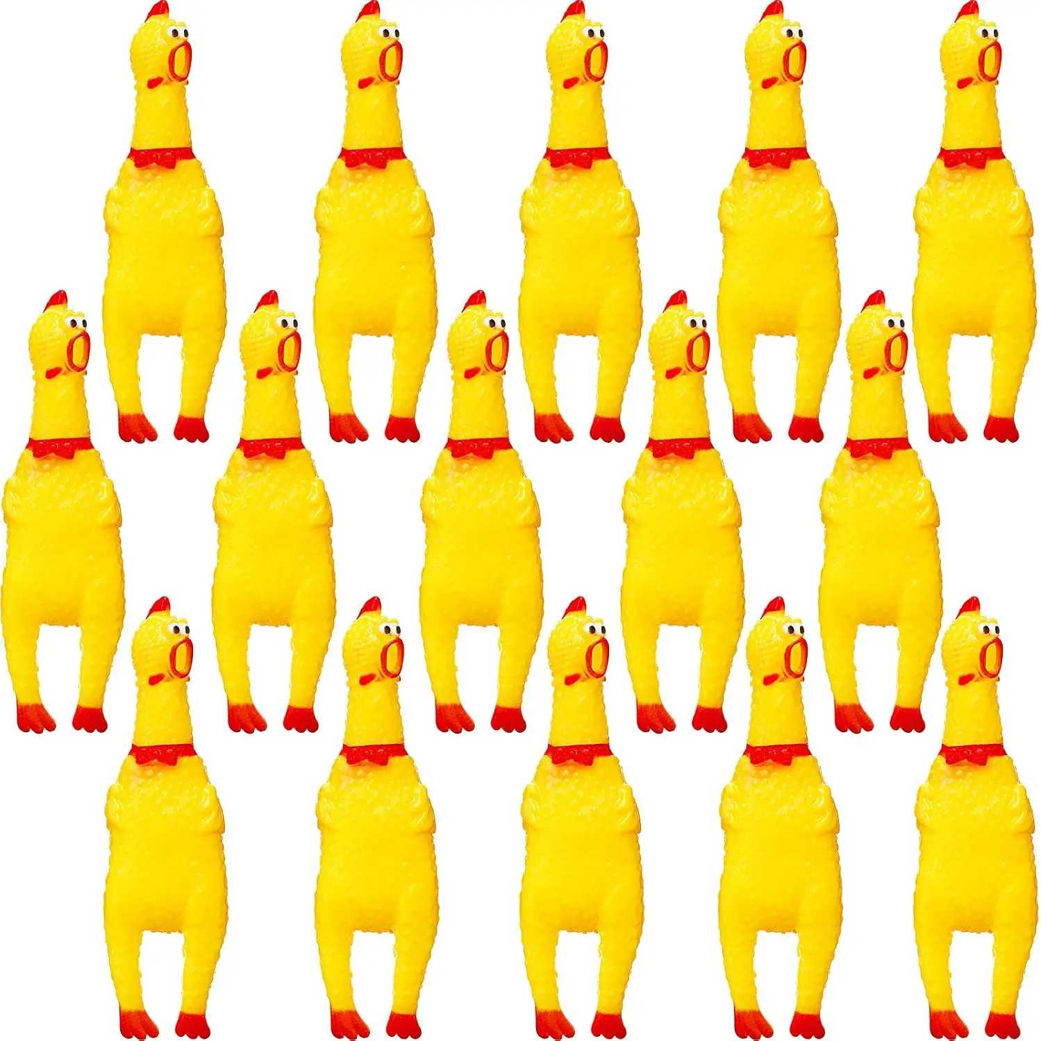 Gejoy 15 Pcs Rubber Screaming Chicken Queeze Novelty Toys Squeaky Noise Shrilling Shrieking Squawking Chicken Noisemaker Novelty Gadget for Dogs Pets, 6.3 Inch(Yellow)
Gejoy 15 Pcs Rubber Screaming Chicken Queeze Novelty Toys Squeaky Noise Shrilling Shrieking Squawking Chicken Noisemaker Novelty Gadget for Dogs Pets, 6.3 Inch(Yellow)