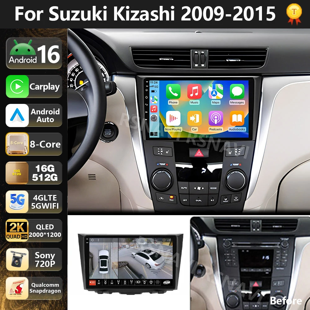 Qualcomm Android 16 CarPlay Auto WIFI+4G For Suzuki Kizashi 2009 - 2015 Car Radio GPS Navigation Multimedia Video Player Stereo
Qualcomm Android 16 CarPlay Auto WIFI+4G For Suzuki Kizashi 2009 - 2015 Car Radio GPS Navigation Multimedia Video Player Stereo