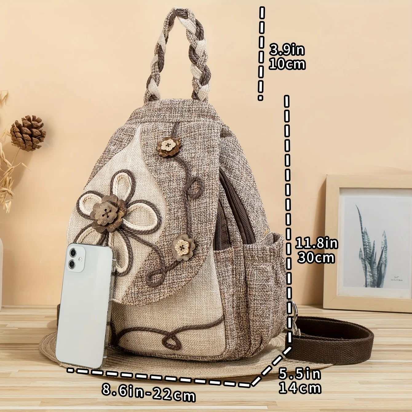 Ethnic Style Hand-Woven Flower Cotton Linen Multifunctional Backpack Ladies Buckle Decorative Messenger Bag 2026.
Ethnic Style Hand-Woven Flower Cotton Linen Multifunctional Backpack Ladies Buckle Decorative Messenger Bag 2026.