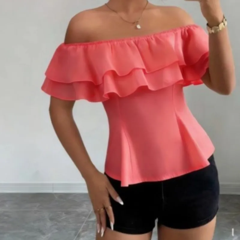 Sexy Off Shoulder Slash Neck Ruffle Women's Blouse Top Summer White Sleeveless Slim Blouses Elegant Office Lady Shirts Tops
Sexy Off Shoulder Slash Neck Ruffle Women's Blouse Top Summer White Sleeveless Slim Blouses Elegant Office Lady Shirts Tops