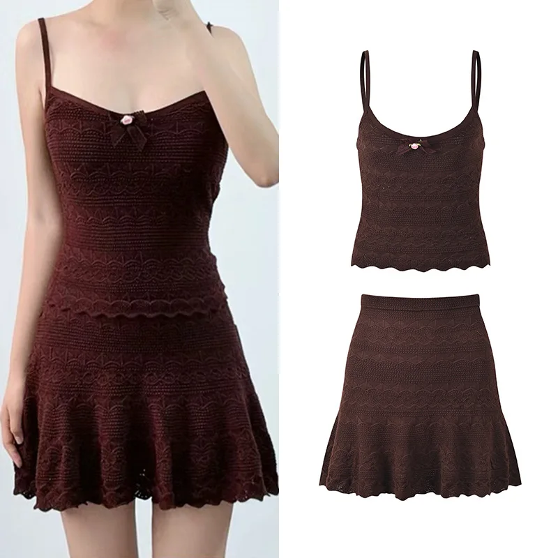 2026 Summer Lady French Style Solid Suit Bow Slim Fitted Slips Tops A-line Short Mini Skirt Women Knit 2pcs
2026 Summer Lady French Style Solid Suit Bow Slim Fitted Slips Tops A-line Short Mini Skirt Women Knit 2pcs