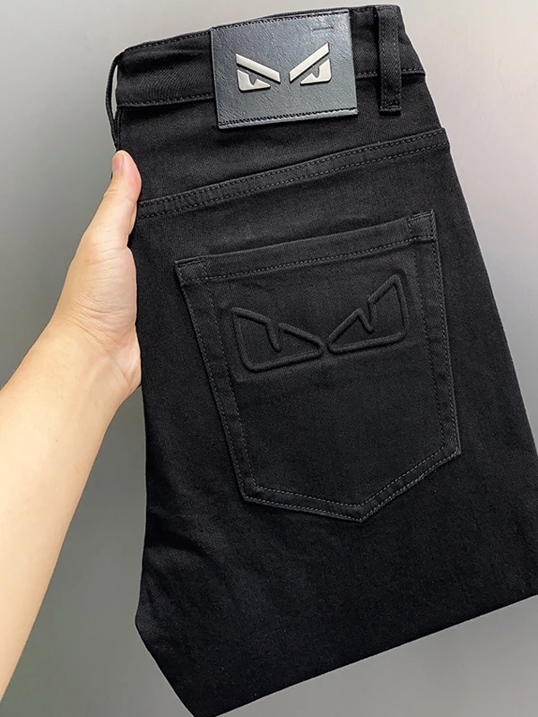 Мужские джинсы Slim Straight Casual из высококачественного хлопкового стрейч-денима, коллекция Весна-Лето 2025, молодежные, с высокой талией, средней посадки, черные
Мужские джинсы Slim Straight Casual из высококачественного хлопкового стрейч-денима, коллекция Весна-Лето 2025, молодежные, с высокой талией, средней посадки, черные