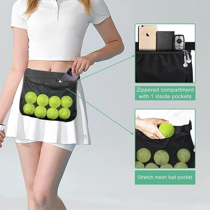 Portable Tennis Ball Pouch Waist Bag Pickleball Mesh Storage Pocket Holder Adjustable Golf Ball Training Waist Pack
Portable Tennis Ball Pouch Waist Bag Pickleball Mesh Storage Pocket Holder Adjustable Golf Ball Training Waist Pack